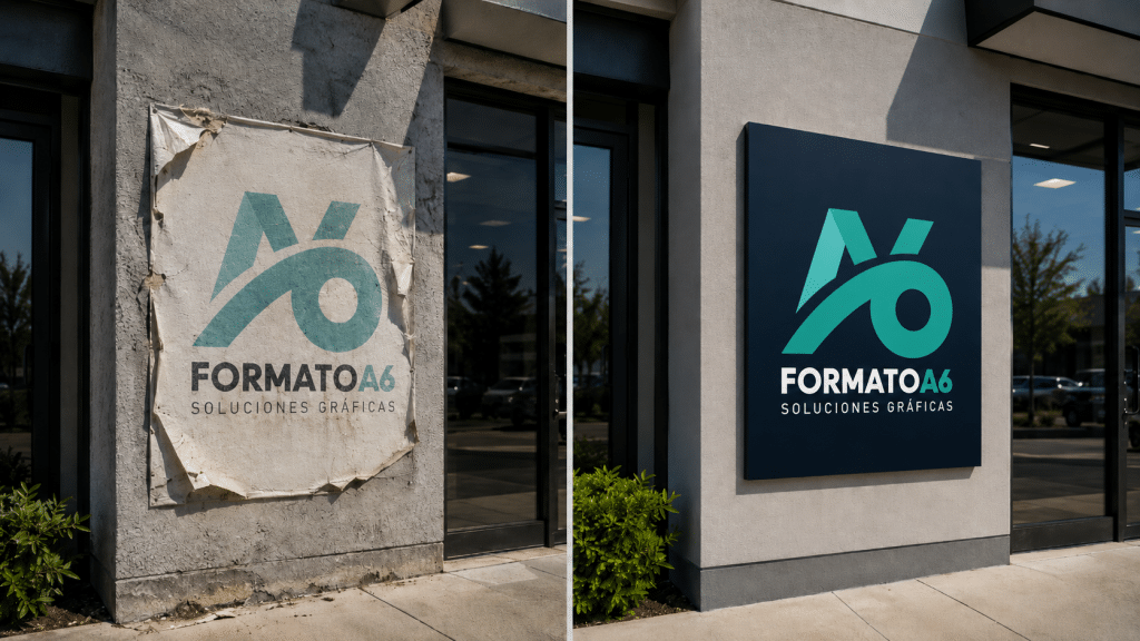 Errores al rotular un espacio con materiales inadecuados para exterior o superficie de instalación