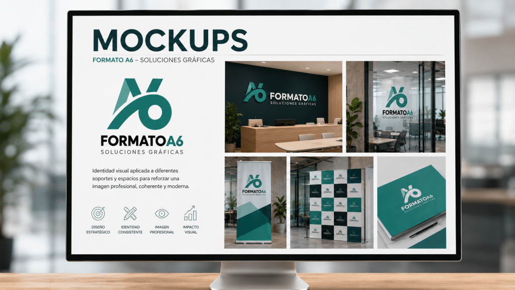 Mockup creativo para visualizar una propuesta de diseño antes de pasar a producción.