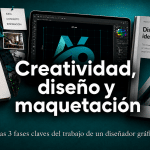 Creatividad, diseño y maquetación como fases clave del trabajo de un diseñador gráfico profesional.
